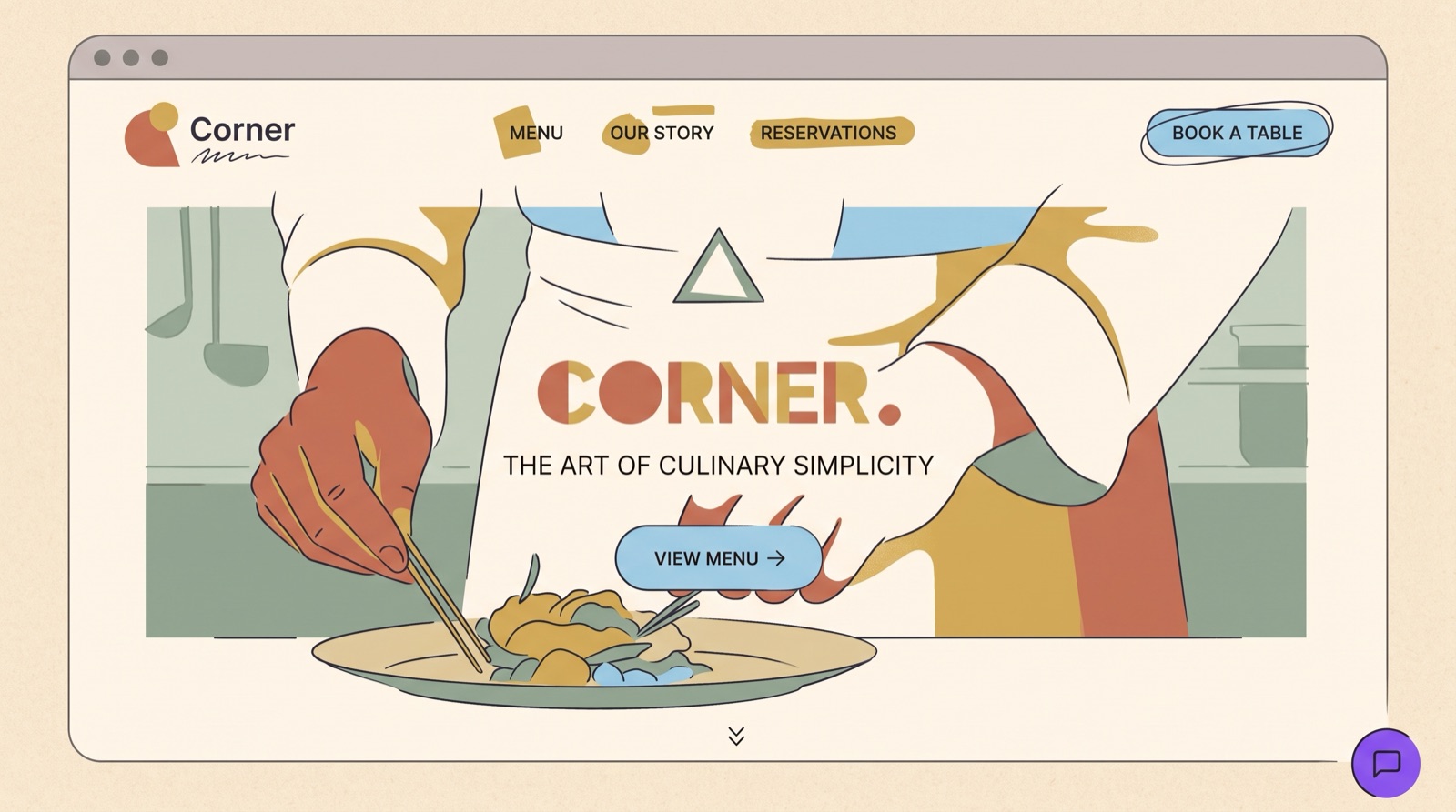 Corner Restaurant website preview