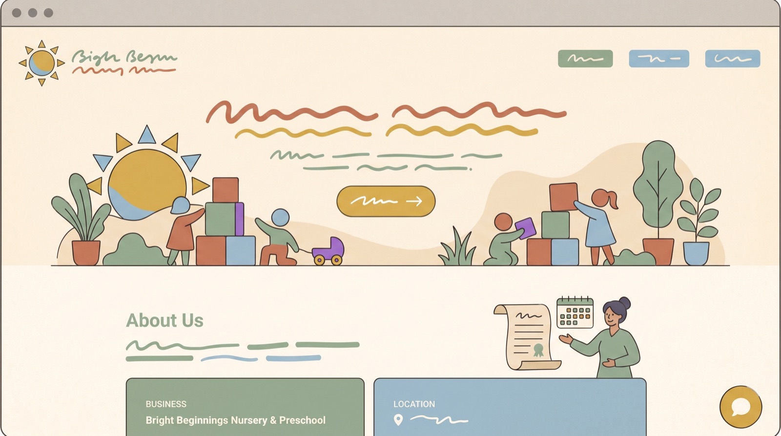 Bright Beginnings Nursery & Preschool website preview